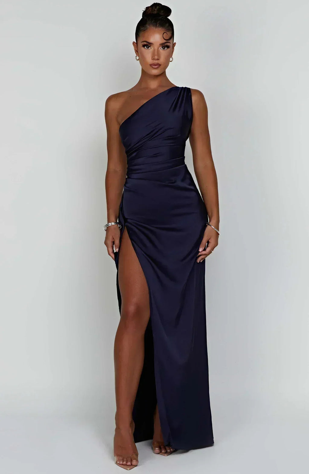 Women's Ruched One-Shoulder Maxi Dress