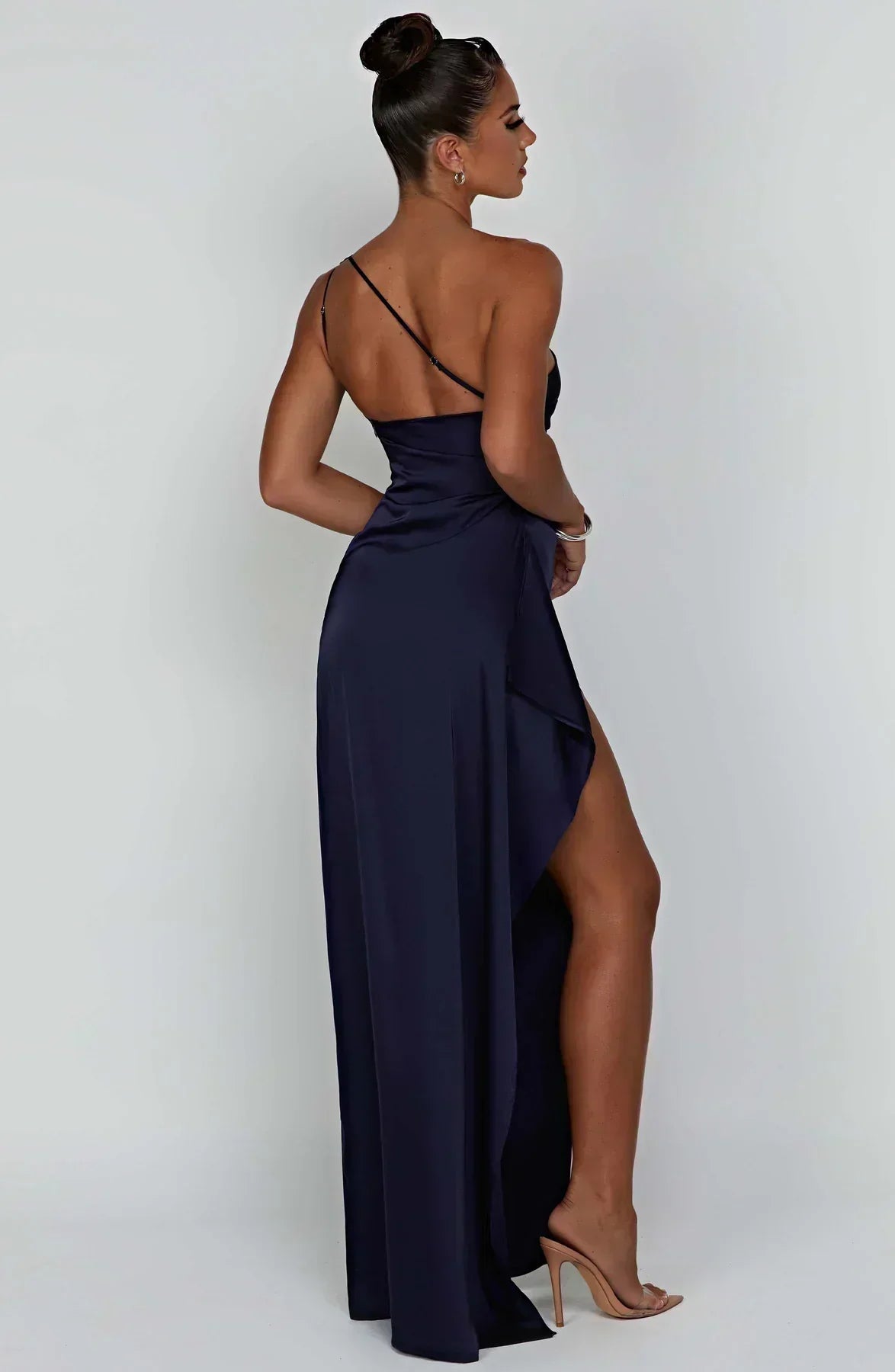 Women's Ruched One-Shoulder Maxi Dress