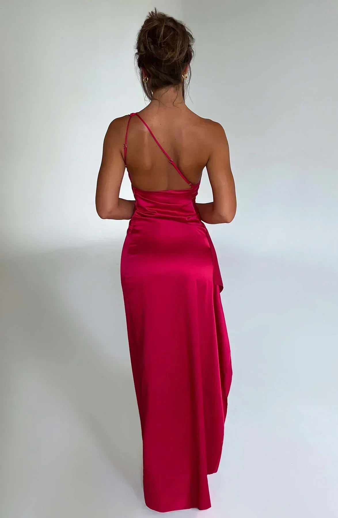 Women's Ruched One-Shoulder Maxi Dress
