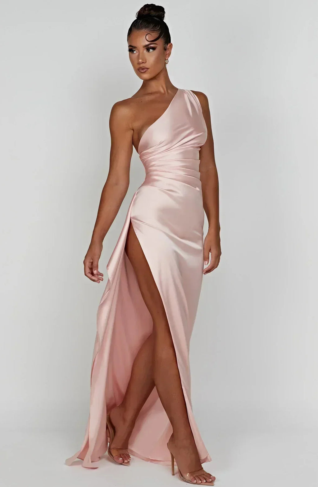 Women's Ruched One-Shoulder Maxi Dress