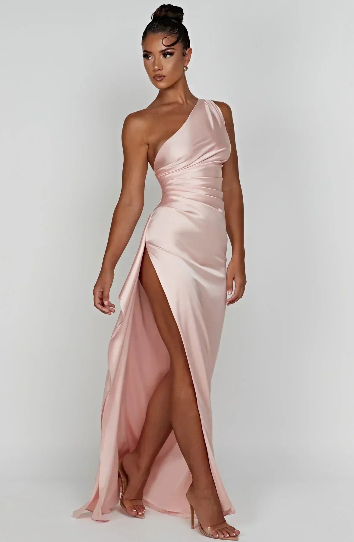 Women's Ruched One-Shoulder Maxi Dress