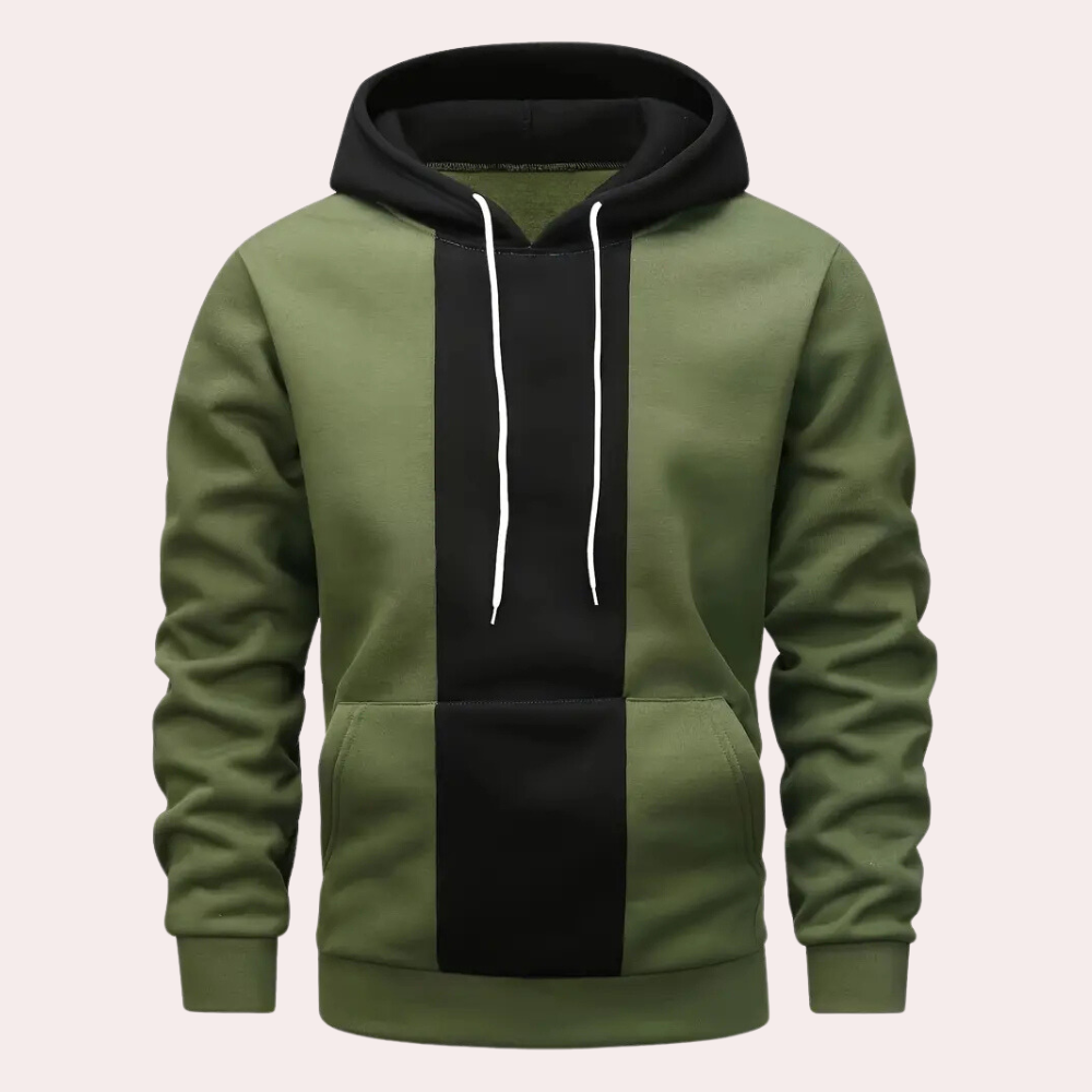 Men's Contrast Panel Drawstring Hoodie
