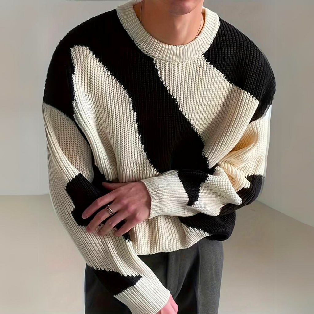 Men's Colour Block Wave Jumper
