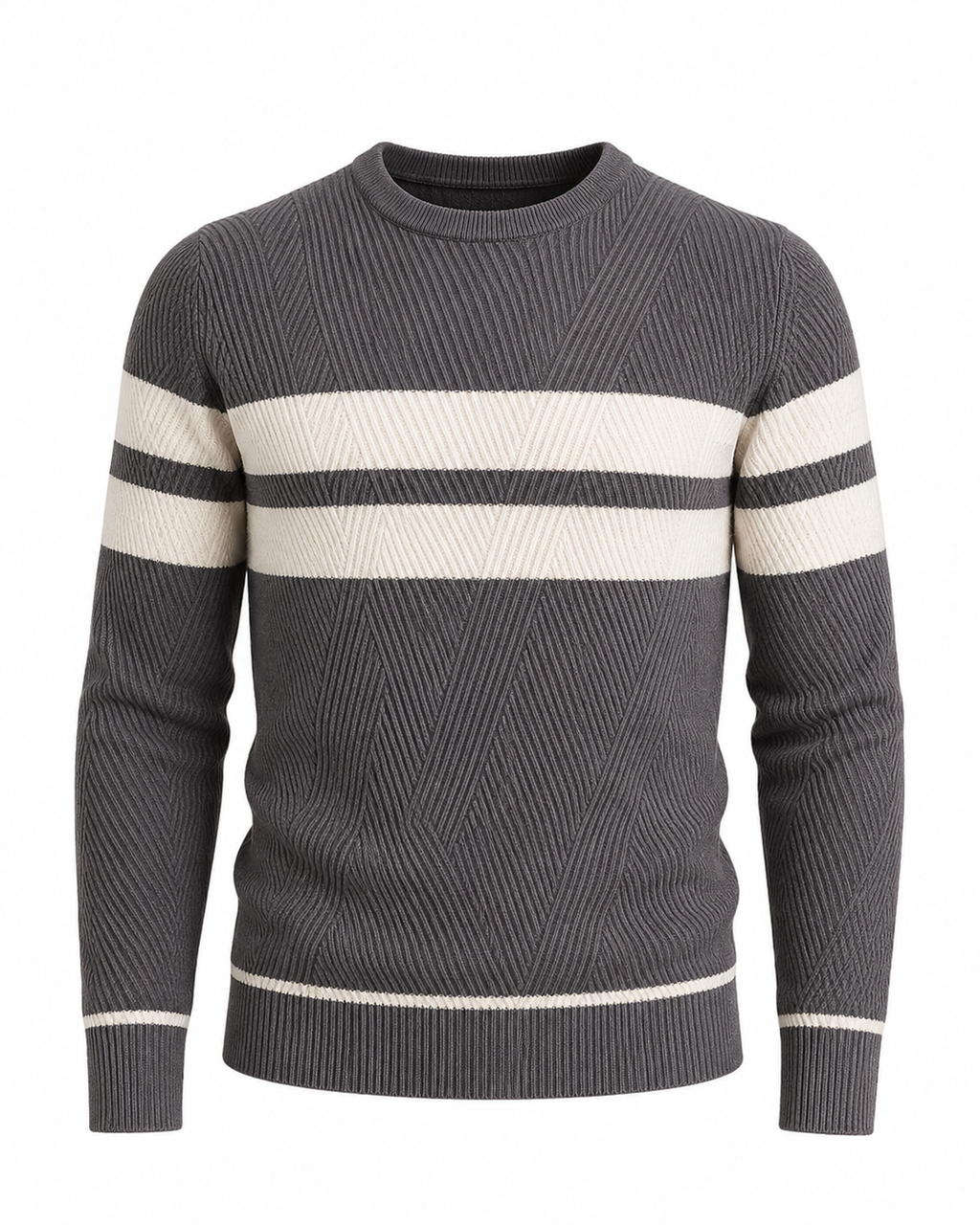 Men's Textured Crew Neck Jumper