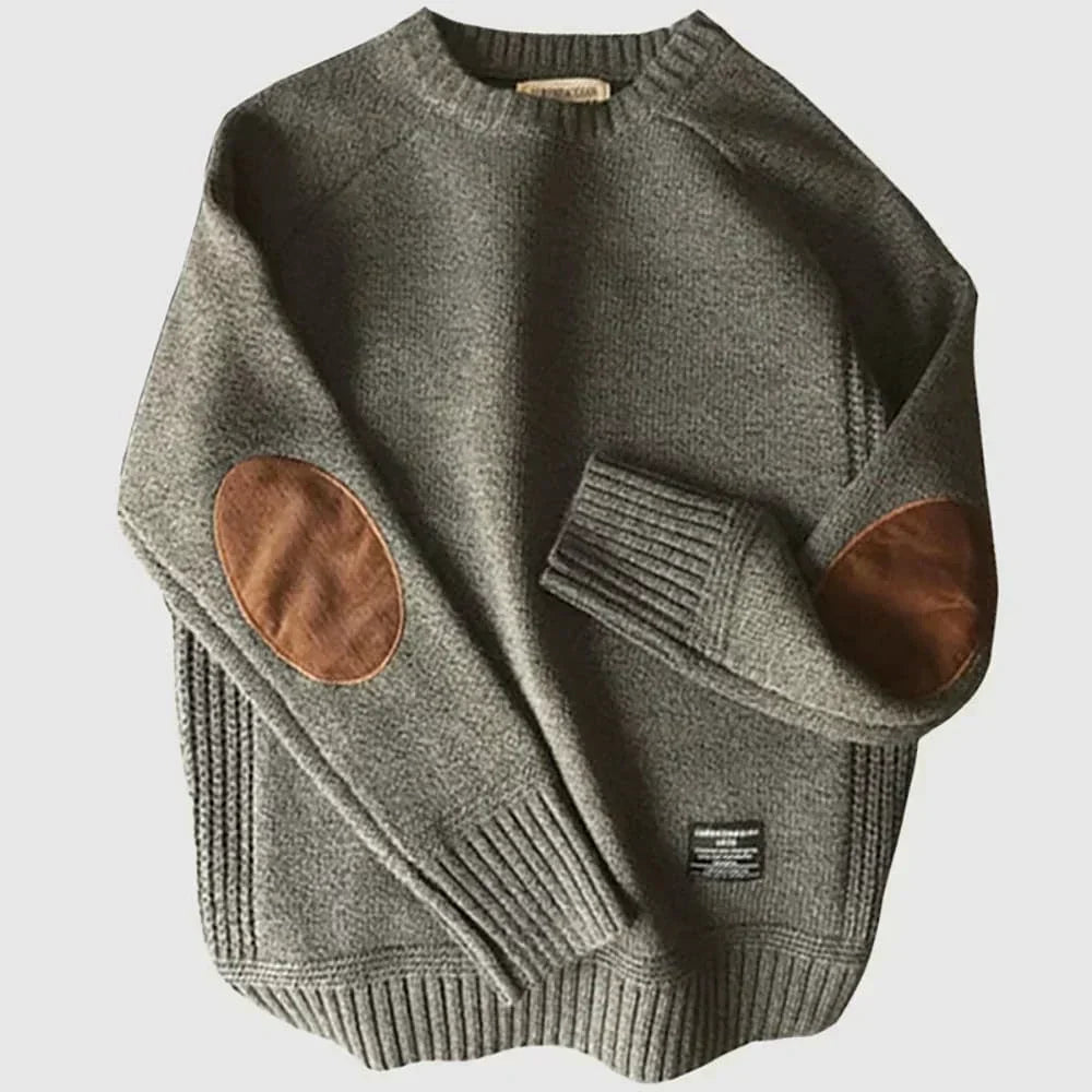 Men's Elbow Patch Crew Neck Jumper