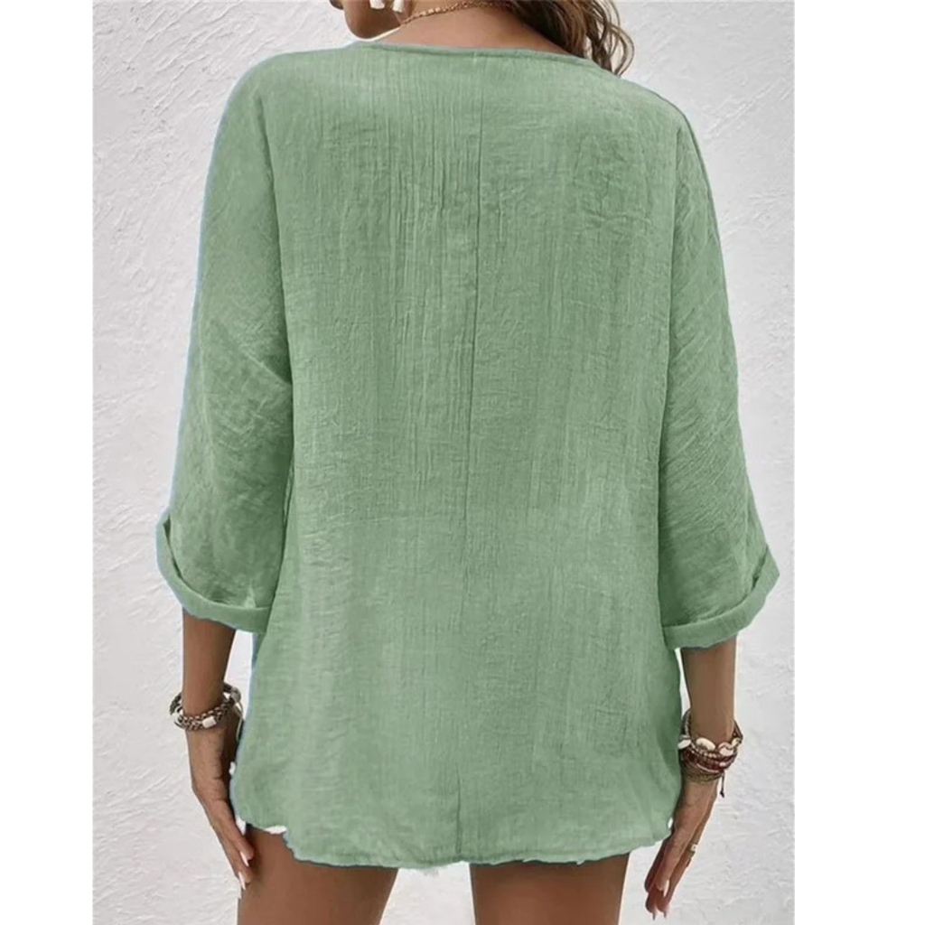 Women's Button-Front V-Neck Blouse