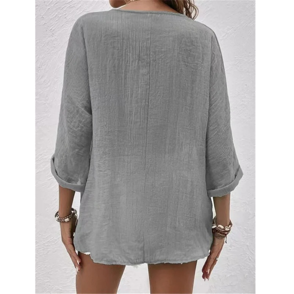 Women's Button-Front V-Neck Blouse