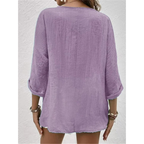 Women's Button-Front V-Neck Blouse