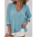 Women's Button-Front V-Neck Blouse