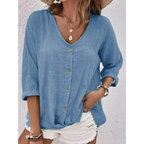 Women's Button-Front V-Neck Blouse
