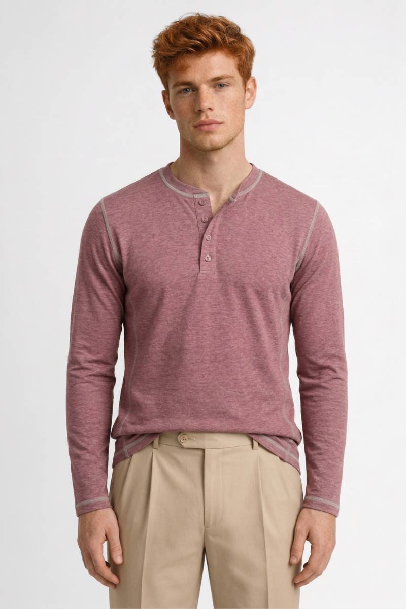 Men's Contrast Seam Henley