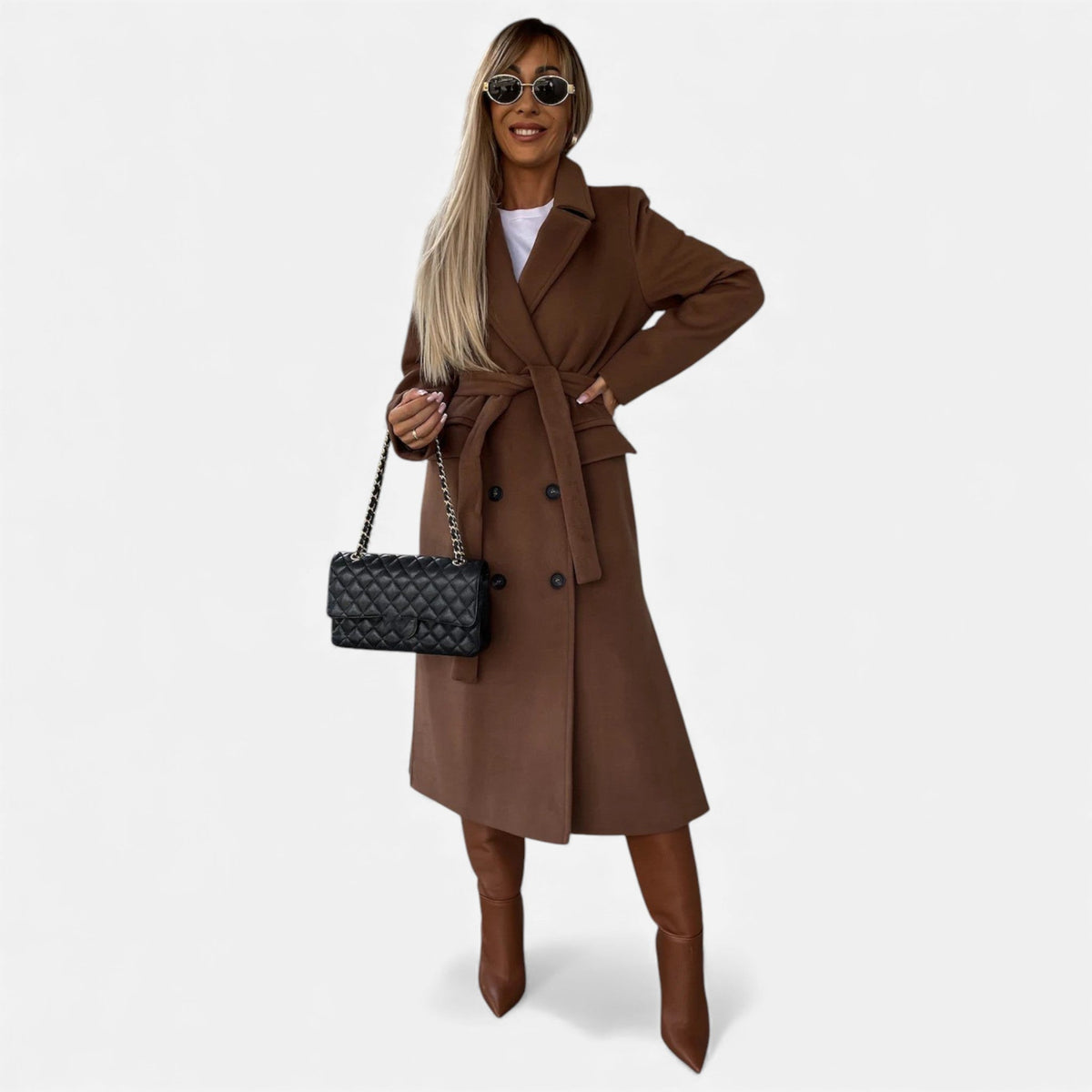 Women's Belted Wool Blend Overcoat