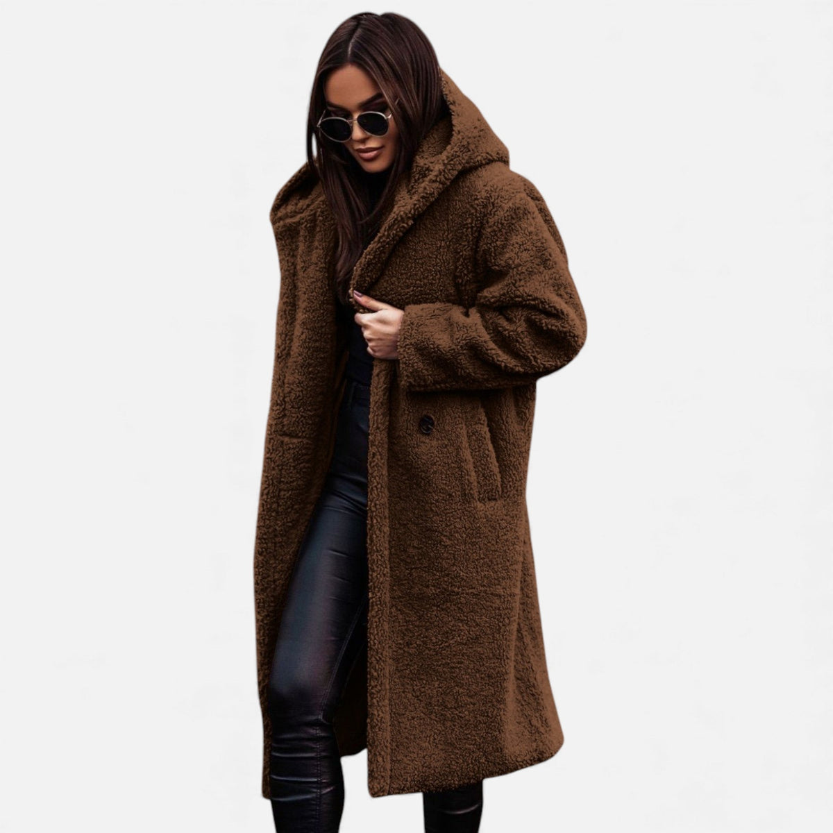 Women's Faux-Fleece Long Overcoat