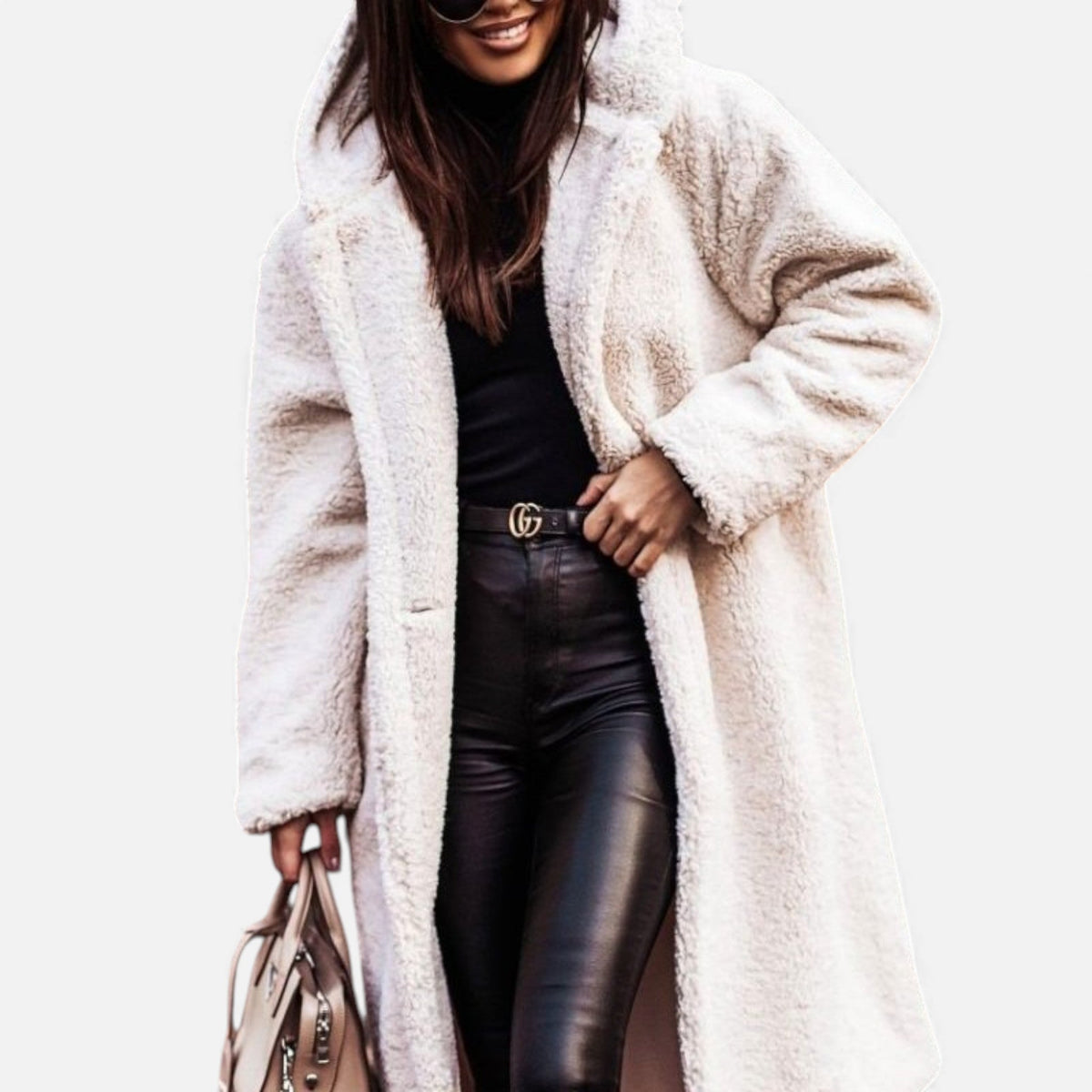 Women's Faux-Fleece Long Overcoat