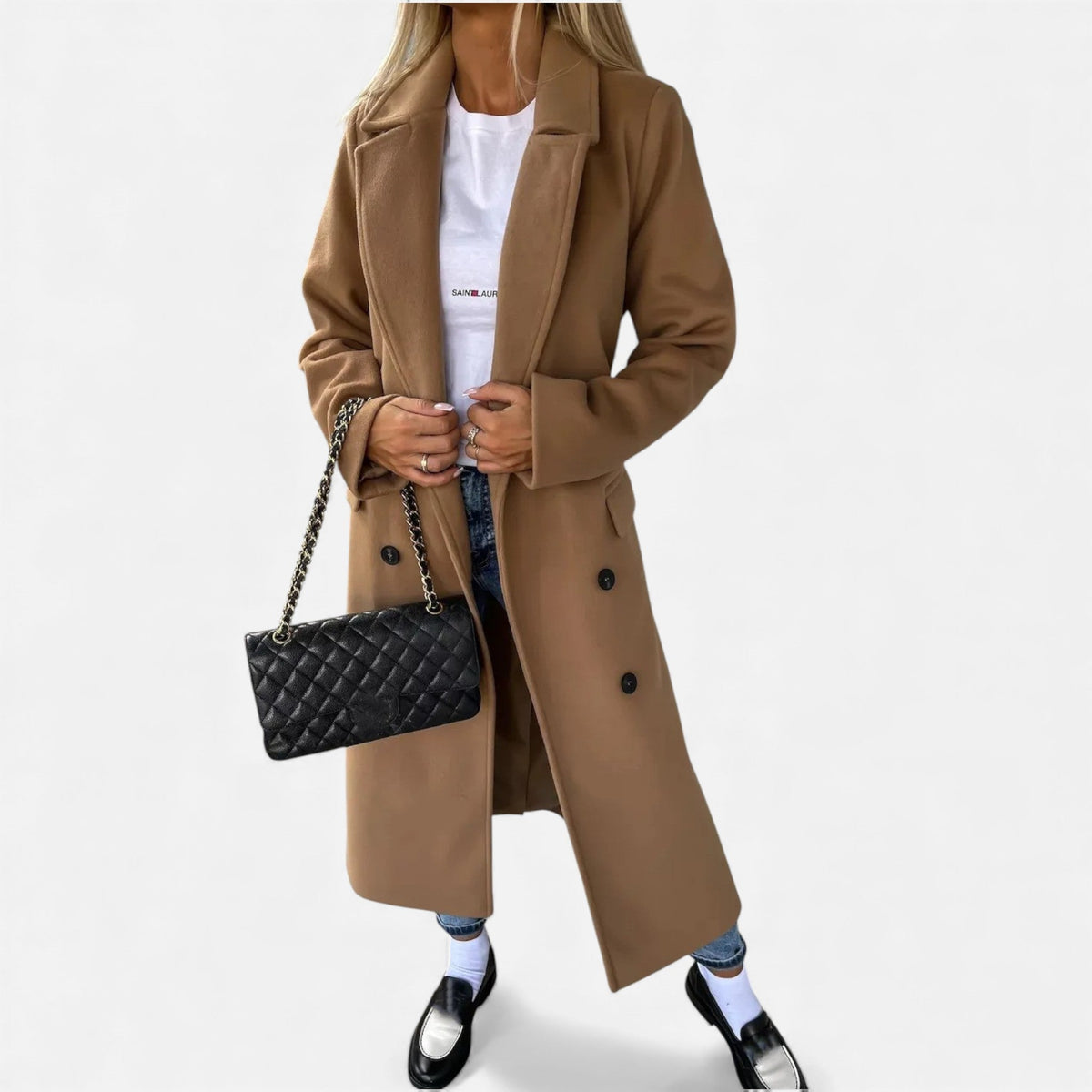 Women's Belted Wool Blend Overcoat