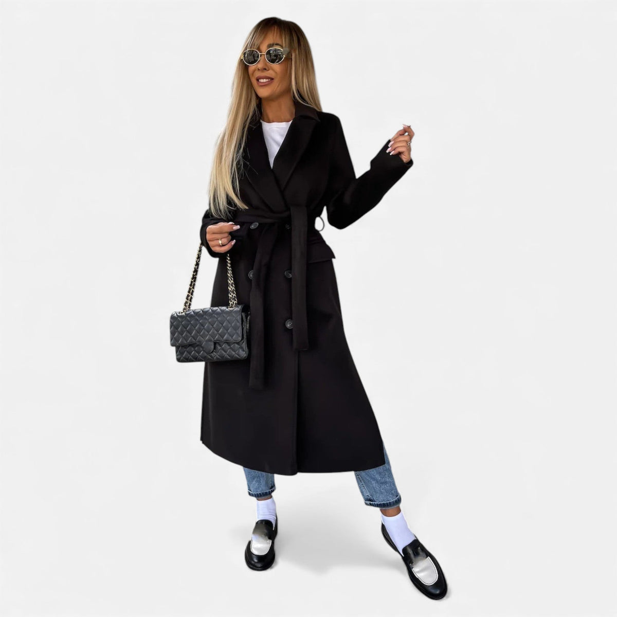 Women's Belted Wool Blend Overcoat