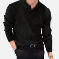 Men's Ribbed Collared Long Sleeve Polo
