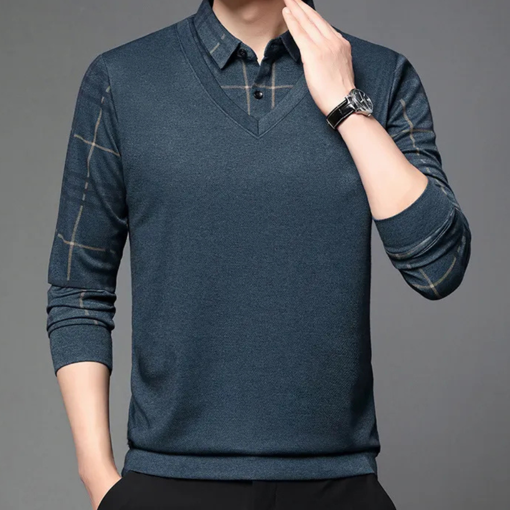 Men's V-Neck Layered Jumper