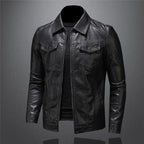 Men's Vegan Leather Collared Jacket