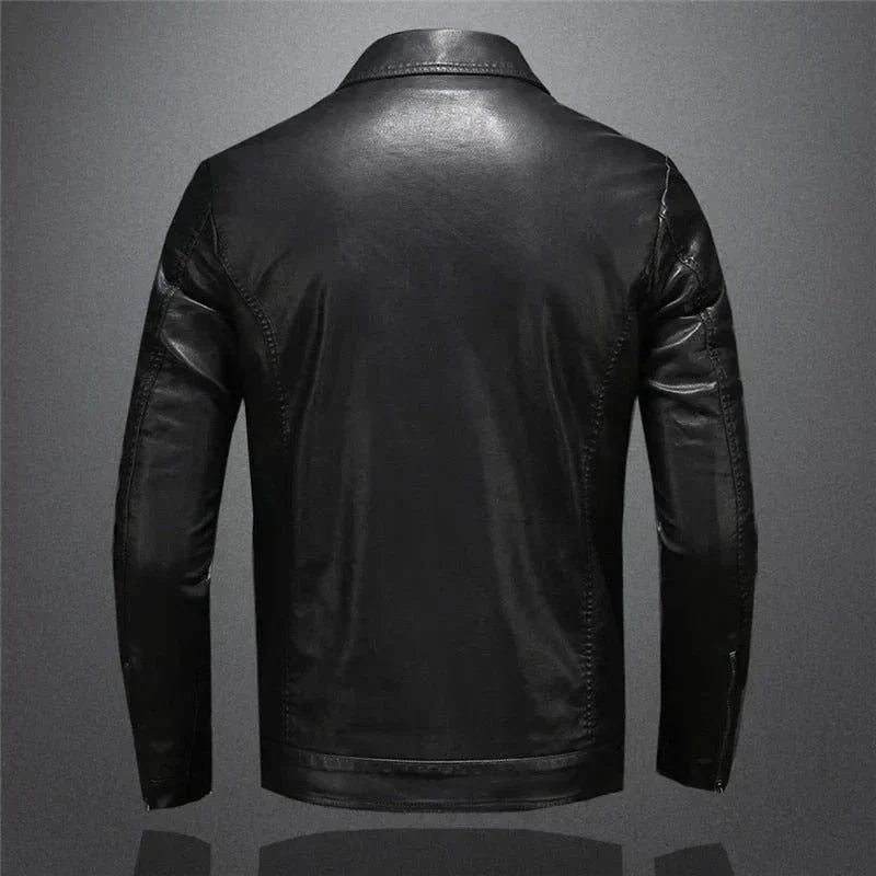 Men's Vegan Leather Collared Jacket