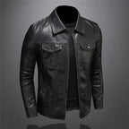 Men's Vegan Leather Collared Jacket