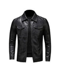 Men's Vegan Leather Collared Jacket