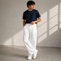 Men's Wide Leg Pleated Trousers