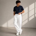 Men's Wide Leg Pleated Trousers