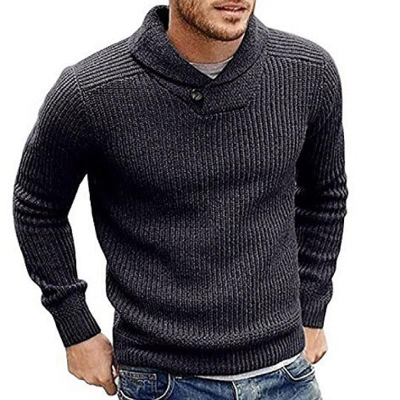 Men's Shawl Collar Ribbed Jumper