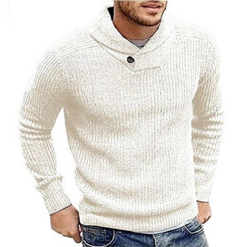 Men's Shawl Collar Ribbed Jumper