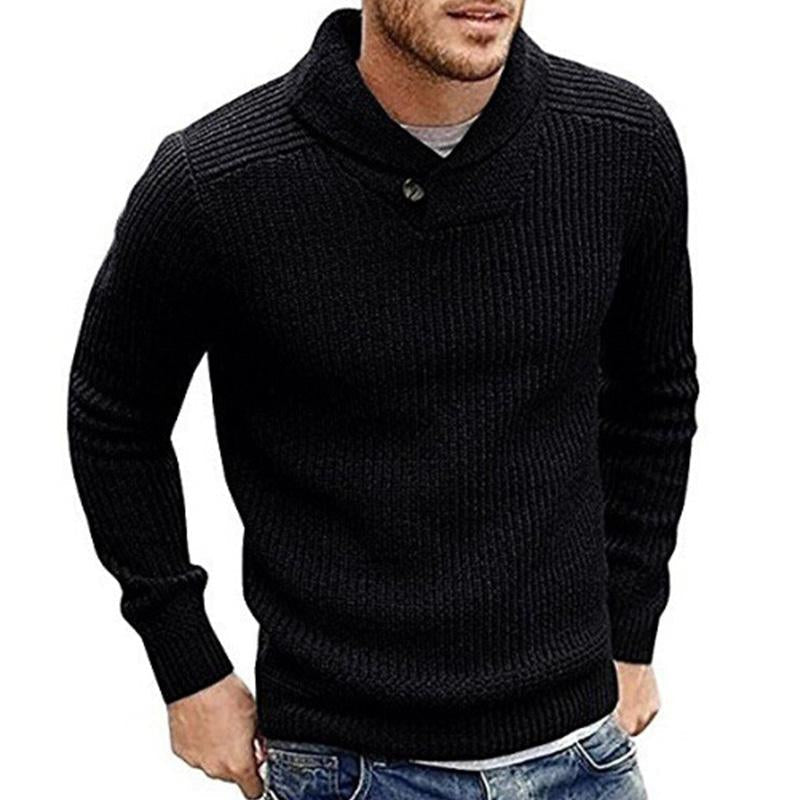 Men's Shawl Collar Ribbed Jumper