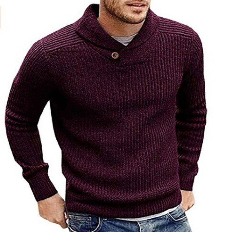 Men's Shawl Collar Ribbed Jumper