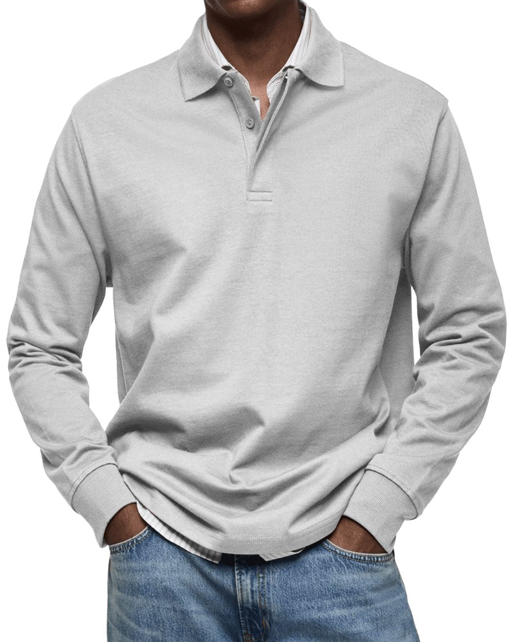 Men's Long Sleeve Soft Knit Polo