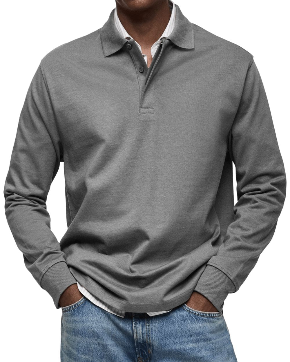 Men's Long Sleeve Soft Knit Polo