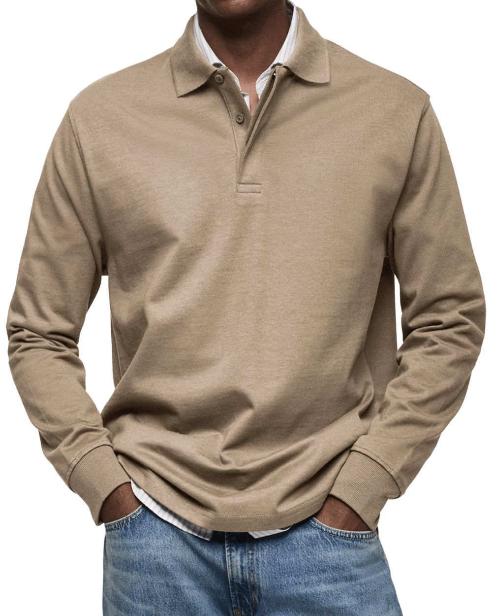 Men's Long Sleeve Soft Knit Polo
