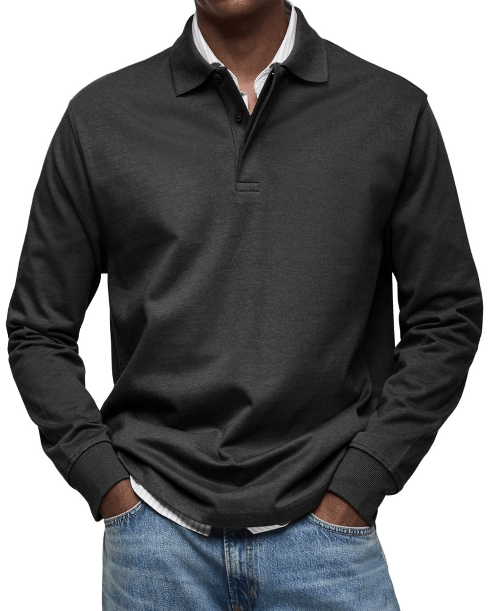 Men's Long Sleeve Soft Knit Polo