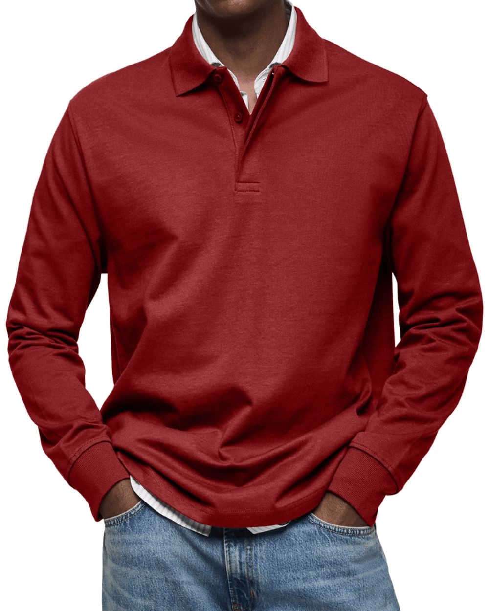 Men's Long Sleeve Soft Knit Polo