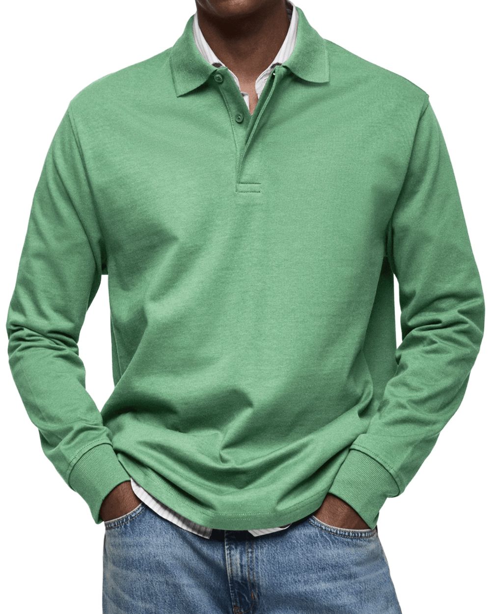 Men's Long Sleeve Soft Knit Polo