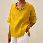 Women's V-Neck Collared Relaxed Top