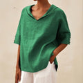 Women's V-Neck Collared Relaxed Top