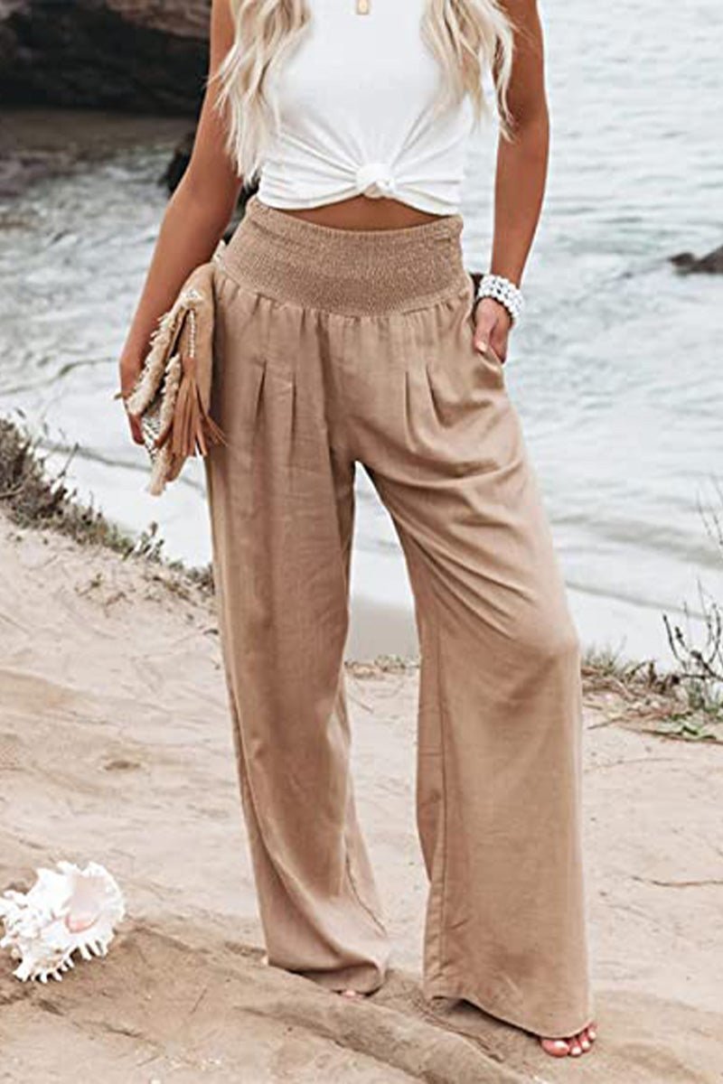 Women's Smocked Wide Leg Trousers