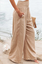 Women's Smocked Wide Leg Trousers