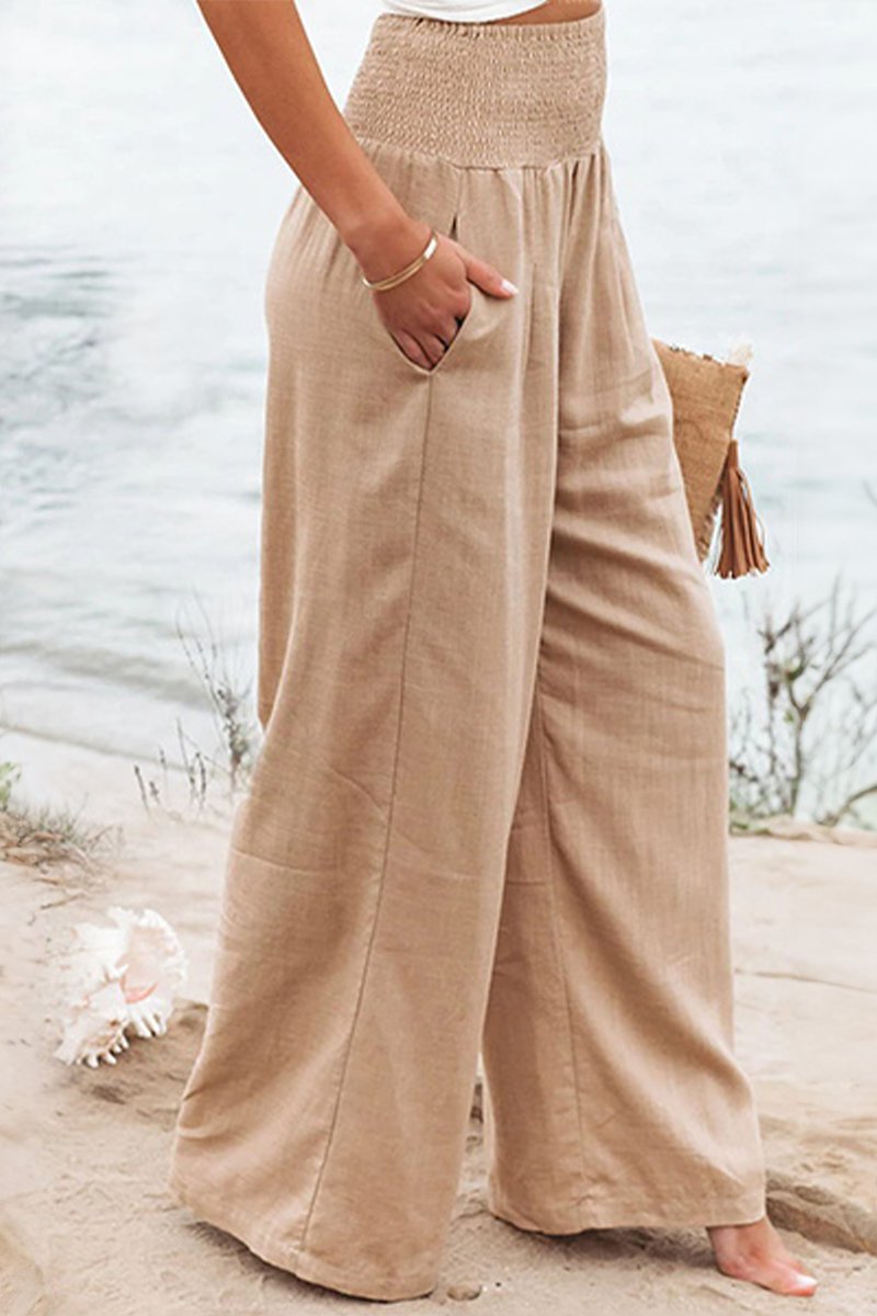 Women's Smocked Wide Leg Trousers