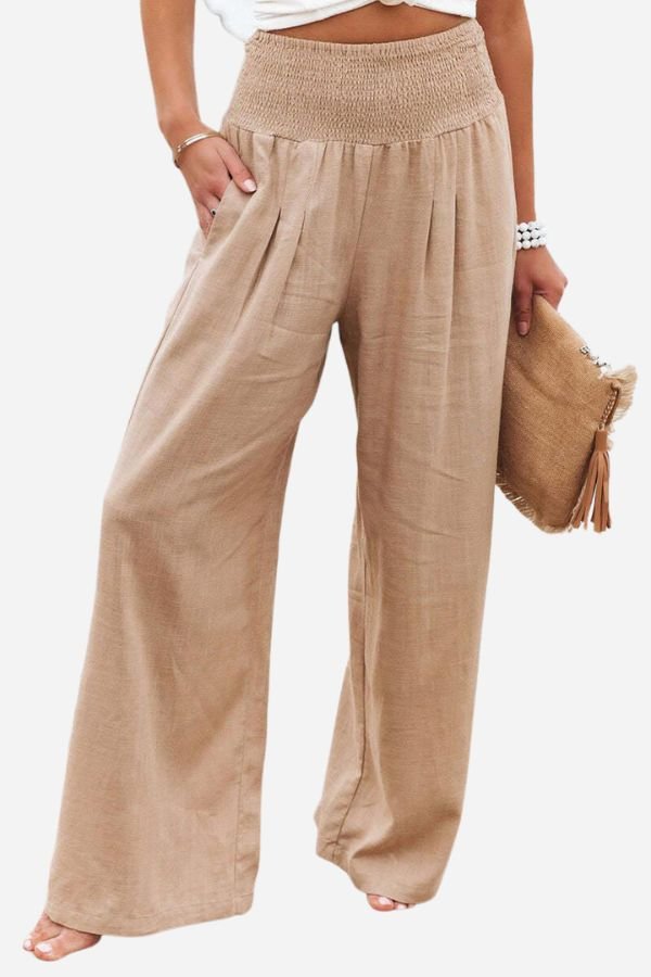 Women's Smocked Wide Leg Trousers