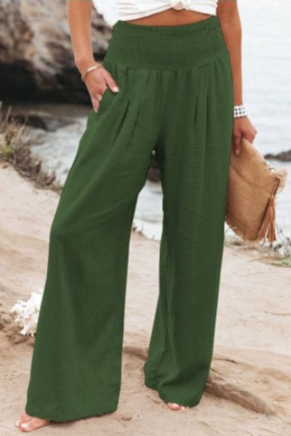 Women's Smocked Wide Leg Trousers
