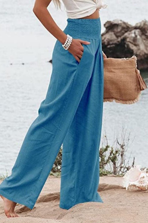 Women's Smocked Wide Leg Trousers
