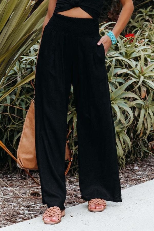 Women's Smocked Wide Leg Trousers