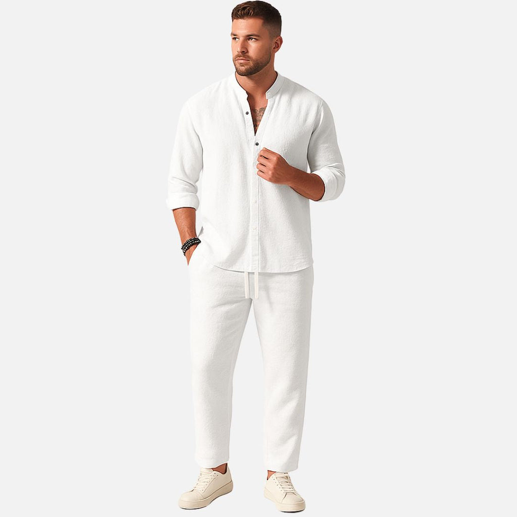 Men's Band Collar Trouser Set