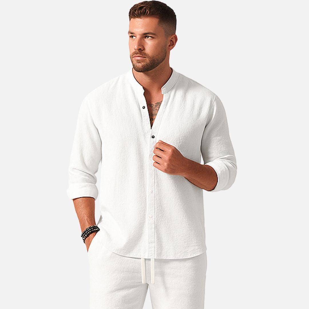 Men's Band Collar Trouser Set