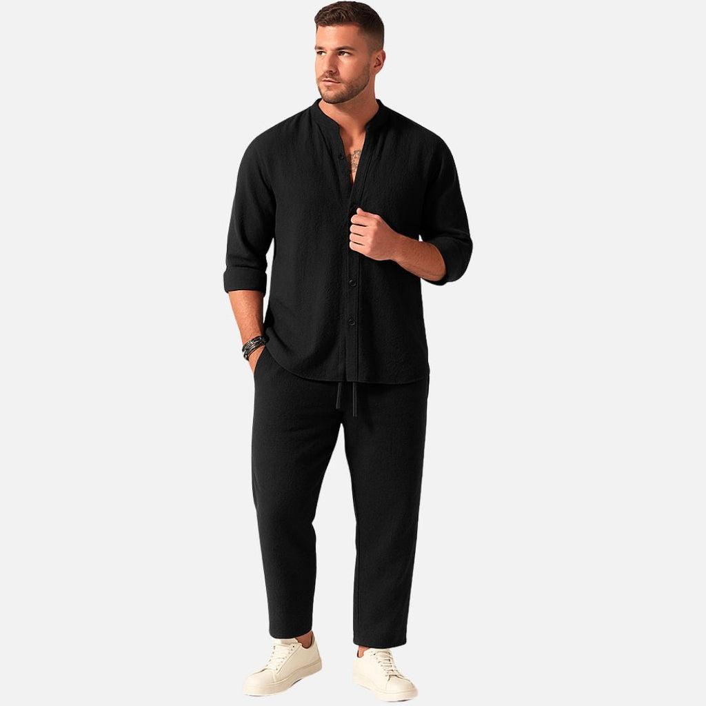 Men's Band Collar Trouser Set
